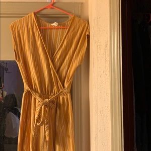 Cute mustard colored striped jumpsuit